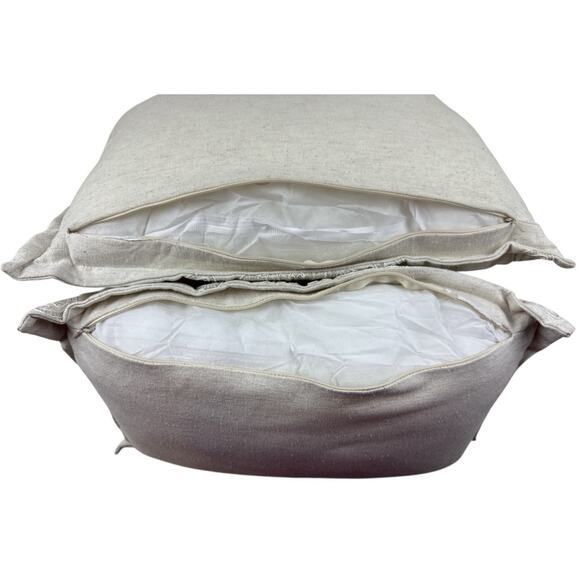 Luxury Throw Pillows Embroidered Rectangular Decor Linen Blend Natural 20”X14” - Picture 7 of 14